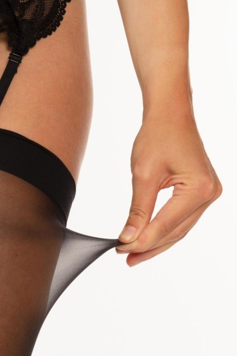 Pończochy - Suspender stockings anti-ladder Glorious - black Pończochy - Suspender stockings anti-ladder Glorious - black