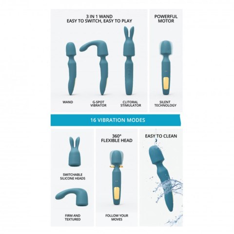 Masażer z wymiennymi głowicami - R-EVOLUTION - TEAL ME Masażer z wymiennymi głowicami - R-EVOLUTION - TEAL ME