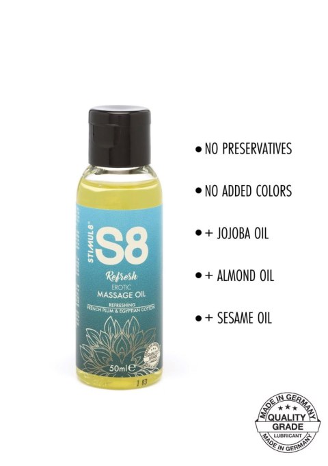 S8 - Olejek do masażu - S8 Massage Oil 50ml French Plum & Egyptian Cotton S8 - Olejek do masażu - S8 Massage Oil 50ml French Plum & Egyptian Cotton