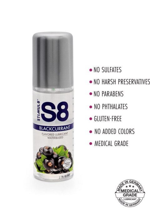 S8 - Żel smakowy na bazie wody - Flavored Lube 125ml Blackcurrant S8 - Żel smakowy na bazie wody - Flavored Lube 125ml Blackcurrant