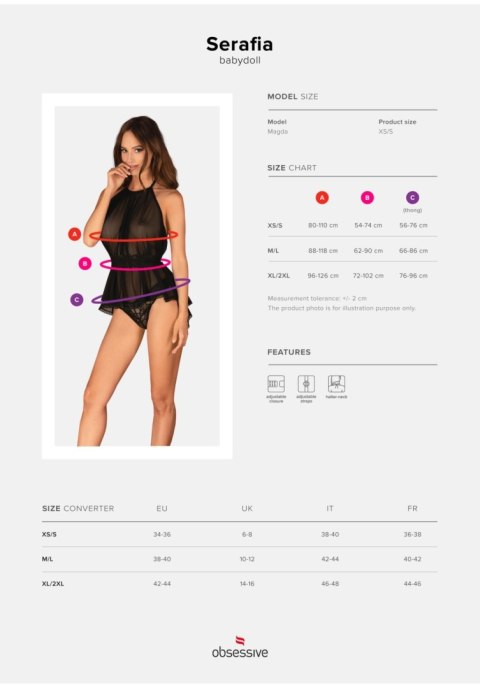 Obsessive - Serafia babydoll i stringi XS/S Obsessive - Serafia babydoll i stringi XS/S