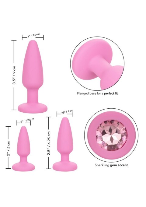 Zestaw 3 korków analnych z kryształkmi - Crystal Booty Kit Pink Zestaw 3 korków analnych z kryształkmi - Crystal Booty Kit Pink