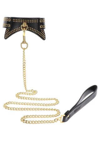 Smycz z obrożą - Studded Collar and Leash Black