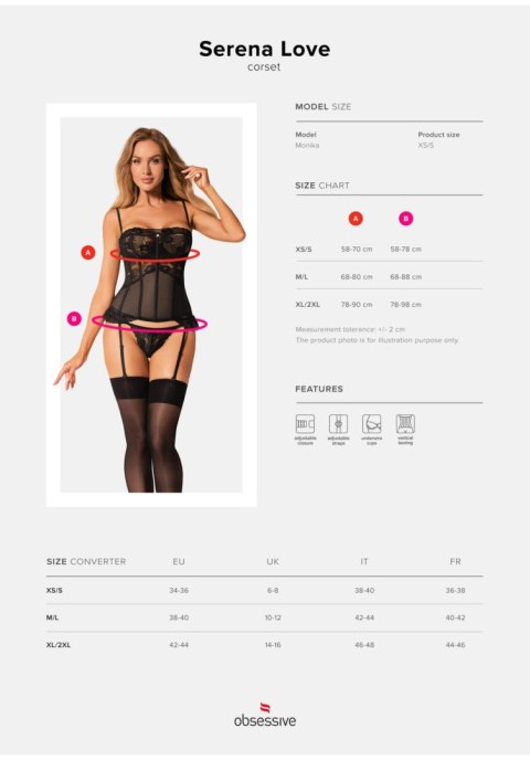 Obsessive - Serena Love gorset i stringi XL/2XL Obsessive - Serena Love gorset i stringi XL/2XL