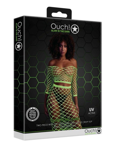 Ouch! - Komplet - Long Sleeve Crop Top and Long Skirt - Green - XS/XL Ouch! - Komplet - Long Sleeve Crop Top and Long Skirt - Green - XS/XL