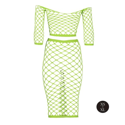 Ouch! - Komplet - Long Sleeve Crop Top and Long Skirt - Green - XS/XL Ouch! - Komplet - Long Sleeve Crop Top and Long Skirt - Green - XS/XL