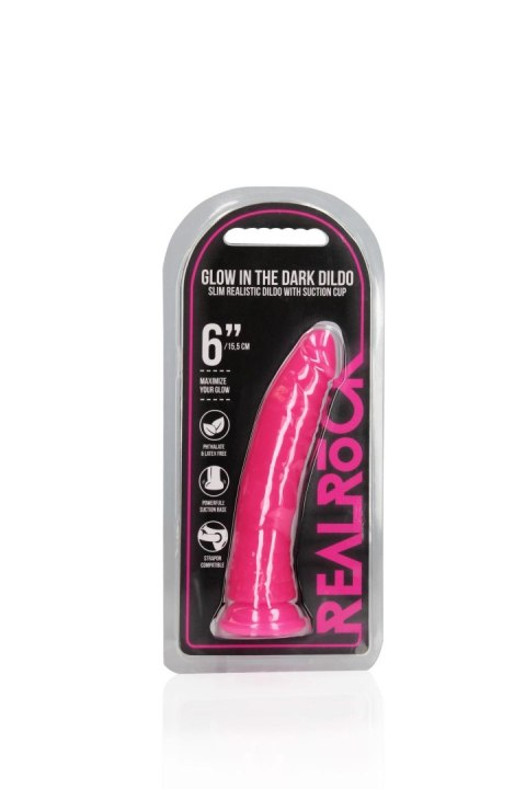 Slim Realistic Dildo with Suction Cup - Glow in the Dark - 6'' / 15,5 cm Slim Realistic Dildo with Suction Cup - Glow in the Dark - 6'' / 15,5 cm