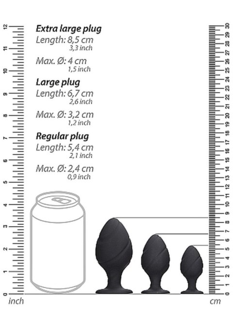 Swirled Butt Plug Set - Black Swirled Butt Plug Set - Black