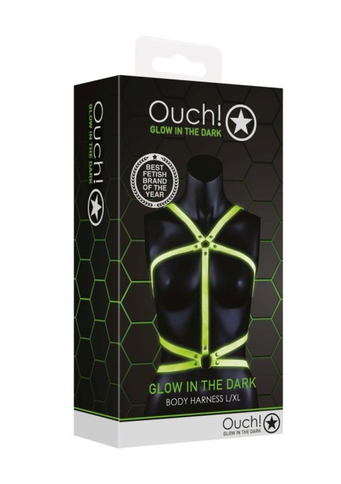 Ouch! - Body Harness - Glow in the Dark - Neon Green/Black - L/XL Ouch! - Body Harness - Glow in the Dark - Neon Green/Black - L/XL