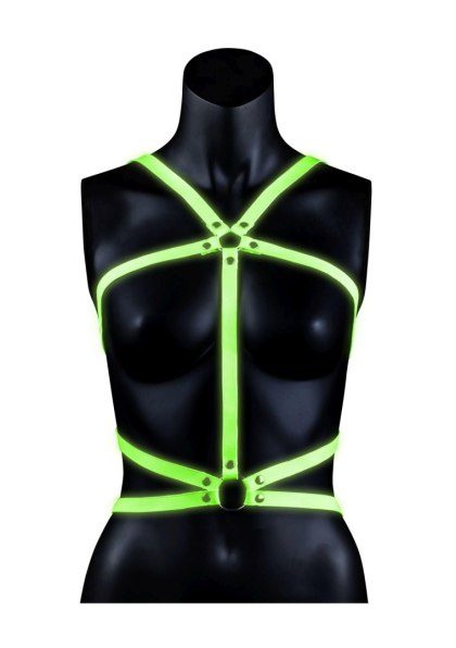 Ouch! - Body Harness - Glow in the Dark - Neon Green/Black - S/M