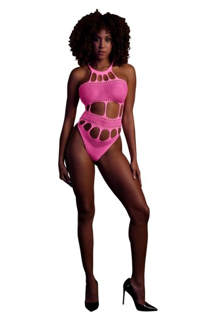 Ouch! - Body with Grecian Neckline - Neon Pink - XS/XL