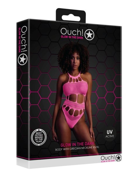 Ouch! - Body with Grecian Neckline - Neon Pink - XS/XL Ouch! - Body with Grecian Neckline - Neon Pink - XS/XL