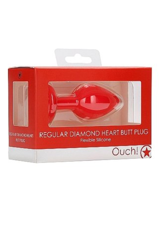 Diamond Heart Butt Plug - Regular - Red