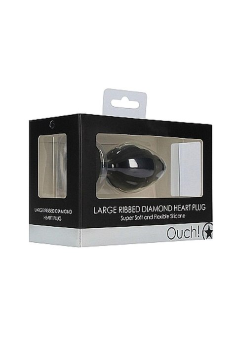 Large Ribbed Diamond Heart Plug - Black Large Ribbed Diamond Heart Plug - Black