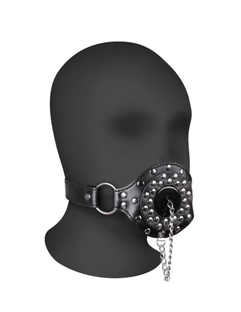Open Mouth Gag with Plug Stopper - Black Open Mouth Gag with Plug Stopper - Black