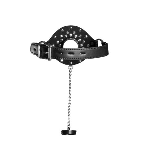 Open Mouth Gag with Plug Stopper - Black Open Mouth Gag with Plug Stopper - Black