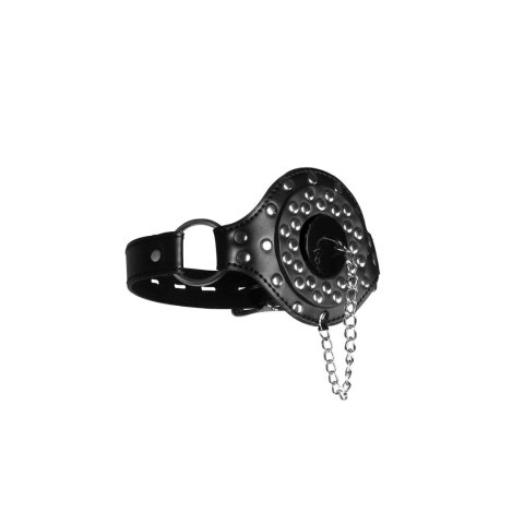 Open Mouth Gag with Plug Stopper - Black Open Mouth Gag with Plug Stopper - Black