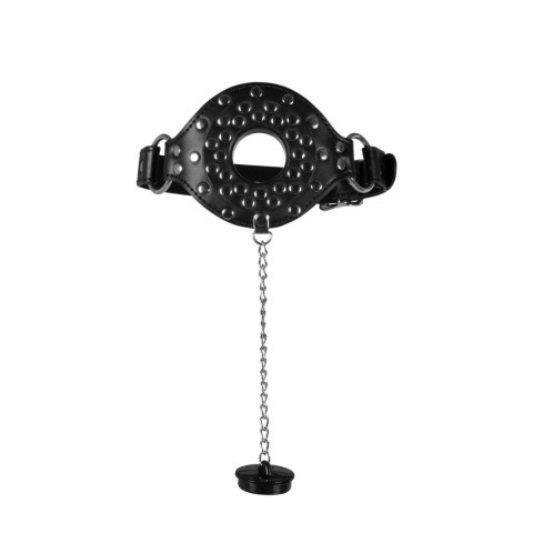 Open Mouth Gag with Plug Stopper - Black Open Mouth Gag with Plug Stopper - Black