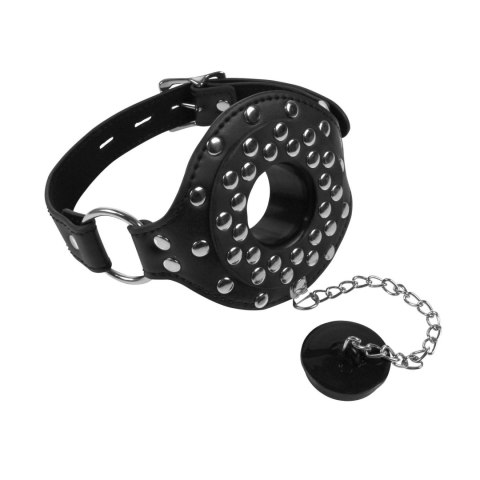 Open Mouth Gag with Plug Stopper - Black Open Mouth Gag with Plug Stopper - Black