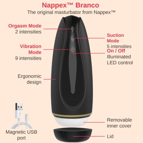 Masturbator - Nappex™ Branco Black - Premium Mastubators (10 Languages Masturbator - Nappex™ Branco Black - Premium Mastubators (10 Languages