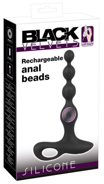 Wibrujący korek analny - Black Velvet Vibrating Anal Beads
