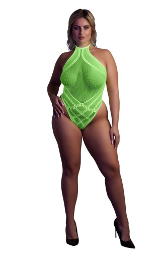 Ouch! - Body with Halter Neck - Neon Green - XL/XXXXL
