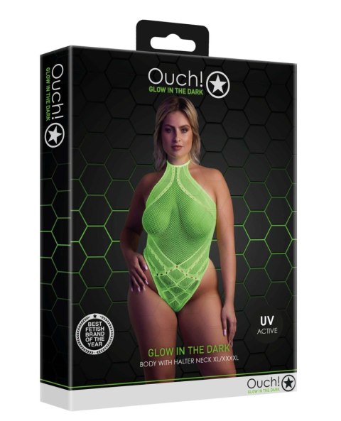 Ouch! - Body with Halter Neck - Neon Green - XL/XXXXL Ouch! - Body with Halter Neck - Neon Green - XL/XXXXL
