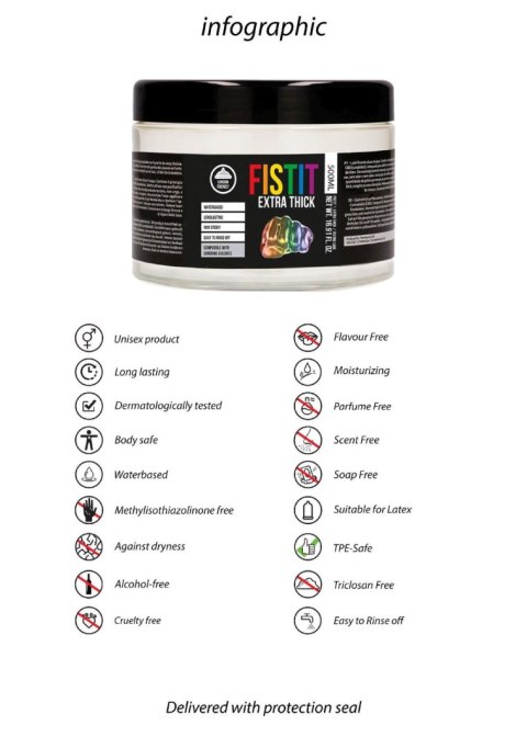 Fist It - Żel na bazie wody - Extra Thick - Rainbow - 500 ml