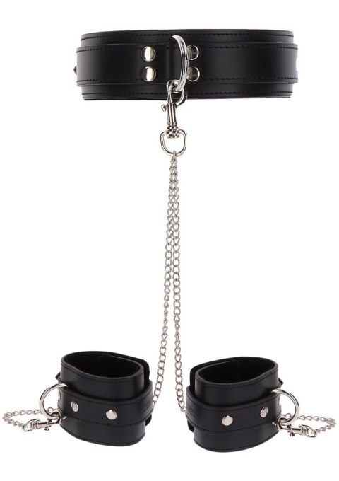 Obroża z kajdankami - Heavy Collar and Wrist Cuffs Black Obroża z kajdankami - Heavy Collar and Wrist Cuffs Black