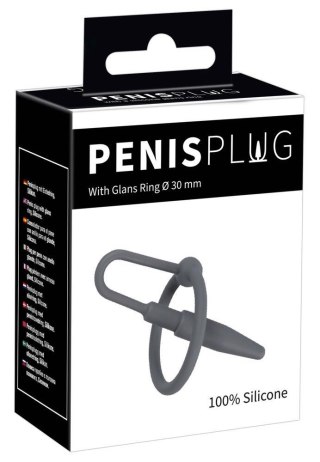 Dilator do penisa z pierścieniem - Penis Plug with Glans Ring