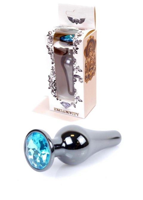 Plug-Jewellery Dark Silver BUTT PLUG- Light Blue Plug-Jewellery Dark Silver BUTT PLUG- Light Blue