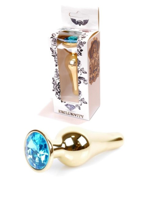 Plug-Jewellery Gold BUTT PLUG- Light Blue Plug-Jewellery Gold BUTT PLUG- Light Blue