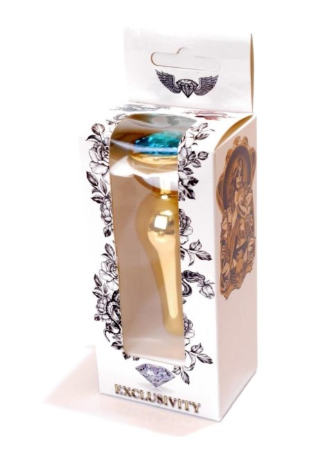 Plug-Jewellery Gold BUTT PLUG- Light Blue Plug-Jewellery Gold BUTT PLUG- Light Blue