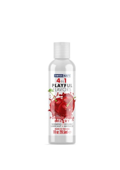 Swiss Navy 4 In 1 Lubricant with Poppin Wild Cherry Flavor 30 ml
