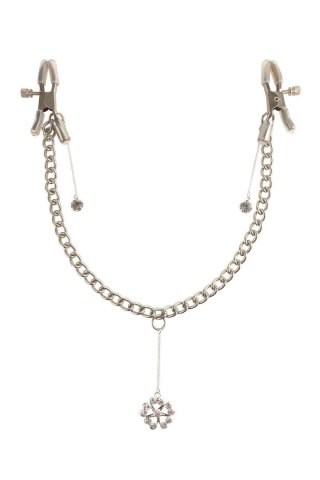 Klipsy na sutki - FETISH FANTASY SERIES CRYSTAL NIPPLE CLAMPS SILVER