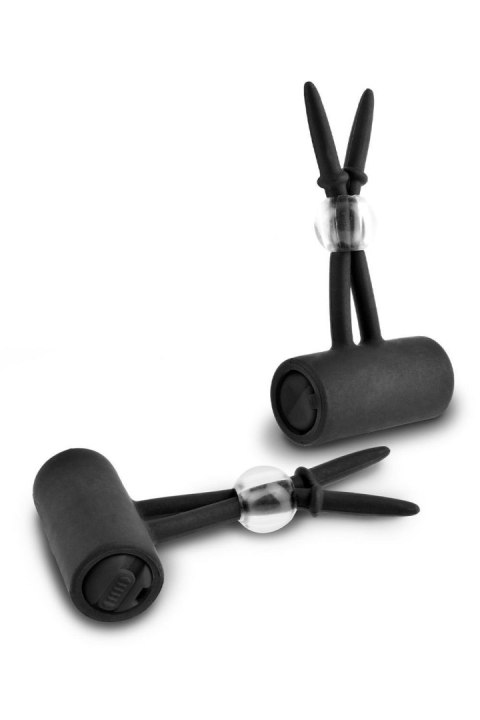Wibrujące klipsy na sutki - FETISH FANTASY SERIES LIMITED EDITION VIBRATING SILICONE NIPPLE LASSOS BLACK