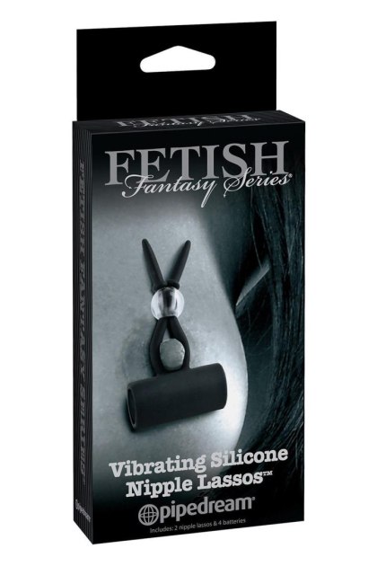 Wibrujące klipsy na sutki - FETISH FANTASY SERIES LIMITED EDITION VIBRATING SILICONE NIPPLE LASSOS BLACK