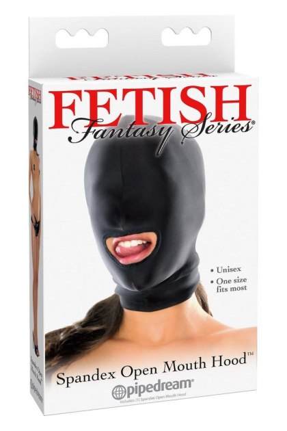 Maska - FETISH FANTASY SERIES SPANDEX OPEN MOUTH HOOD BLACK
