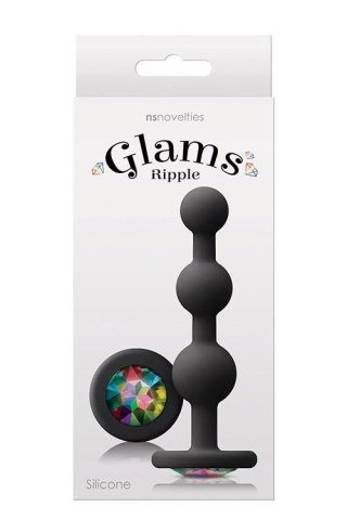Korek analny z kryształkiem - GLAMS RIPPLE RAINBOW GEM BLACK