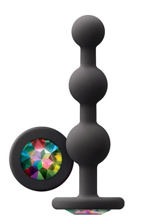 Korek analny z kryształkiem - GLAMS RIPPLE RAINBOW GEM BLACK