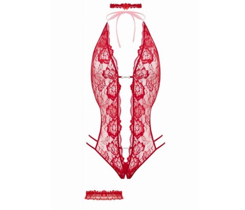 Body - Open crotch Body-Set Renee-Red