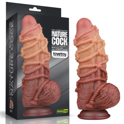Dual layered Platinum Silicone Cock with Rope 9.5"