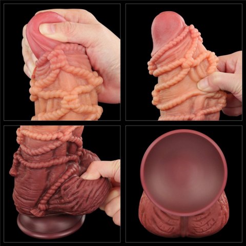 Dual layered Platinum Silicone Cock with Rope 9.5"