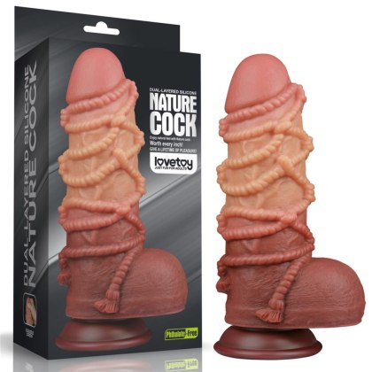 Dual layered Platinum Silicone Cock with Rope 9.5''