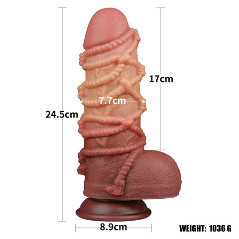 Dual layered Platinum Silicone Cock with Rope 9.5''