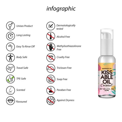 Pharmquests - Olejek do masażu - Kissable Oil - Coconut - 50 ml Pharmquests - Olejek do masażu - Kissable Oil - Coconut - 50 ml