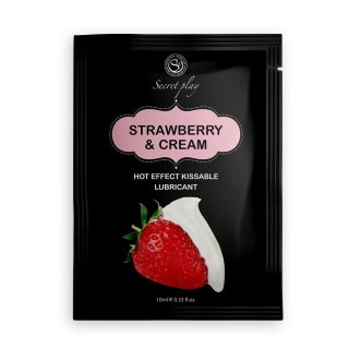 Secret Play - Żel i olejek do masażu - 2w1 - STRAWBERRY & CREAM HOT EFFECT LUBE 10 ML