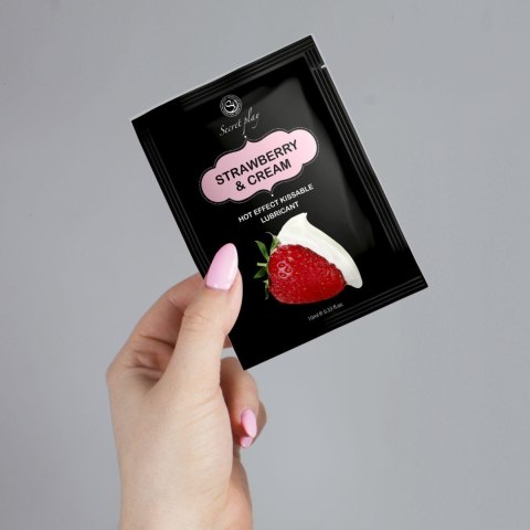 Secret Play - Żel i olejek do masażu - 2w1 - STRAWBERRY & CREAM HOT EFFECT LUBE 10 ML Secret Play - Żel i olejek do masażu - 2w1 - STRAWBERRY & CREAM HOT EFFECT LUBE 10 ML