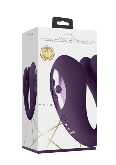 Yoko - Triple Action Vibrator Dual Prongs with Clitoral Pulse Wave Yoko - Triple Action Vibrator Dual Prongs with Clitoral Pulse Wave