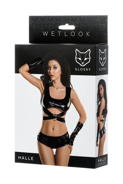 Glossy - Wetlook komplet 3-częściowy HALLE - black M